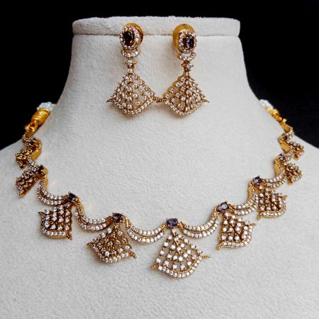 Handmade Brass Metal Jewellery Fan Necklace Set
